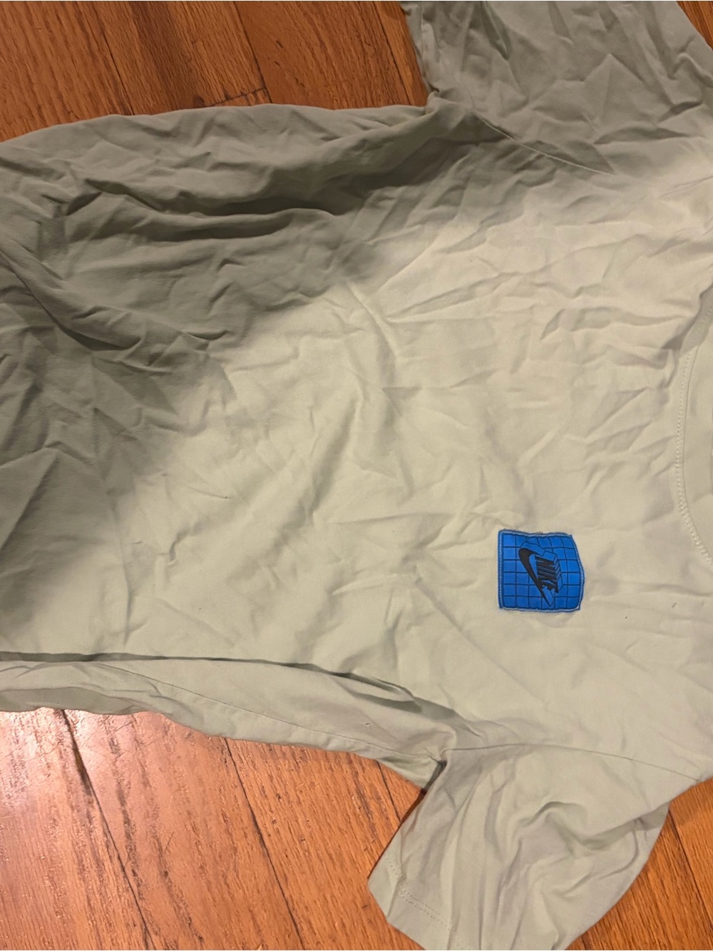 Nike Light Sage Short Sleeve Crew Tee with Blue Chest Logo